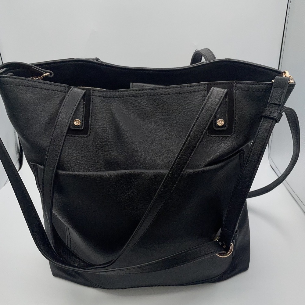 LC Lauren Conrad Presley Convertible Tote Bag Womens Black Adjustable Strap